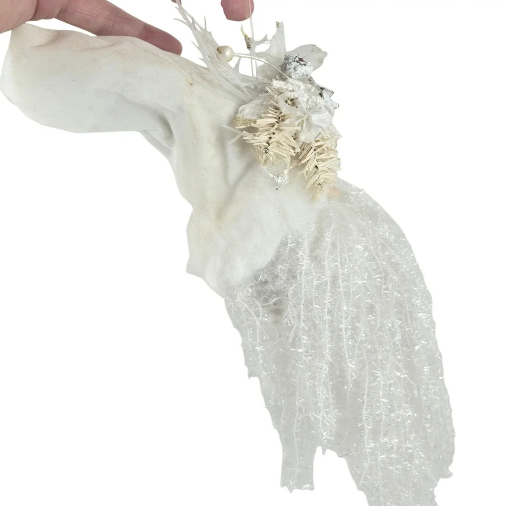 Vtg Victorian Style Winter White Old World Santa Head Ornament 10